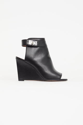 Givenchy Black Leather Peep Toe Ankle Boot