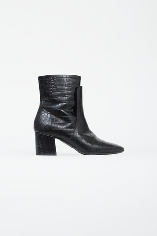 Givenchy Black Texture Leather Ankle Boot