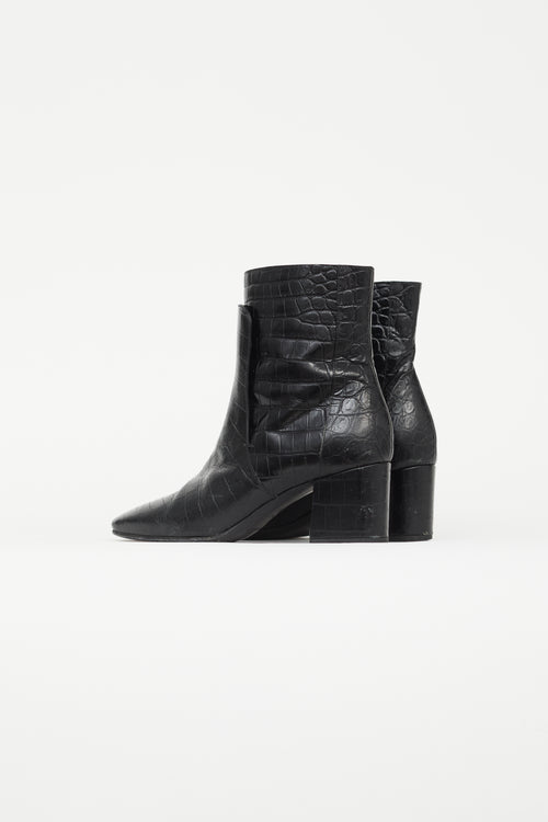 Givenchy Black Texture Leather Ankle Boot