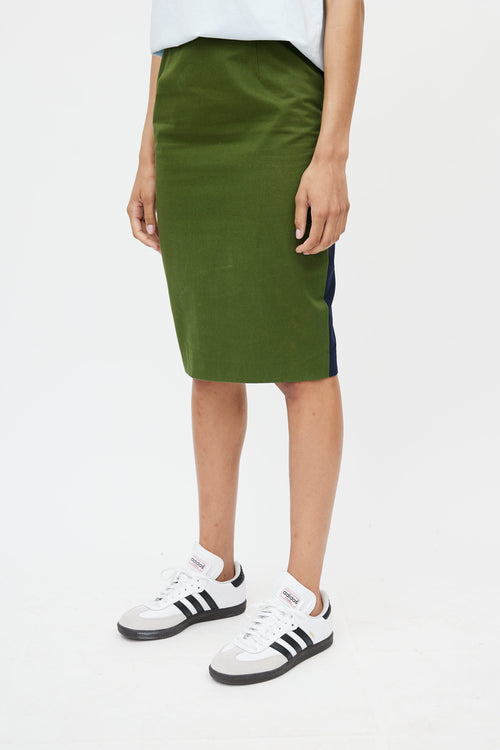 Givenchy Green & Navy Two Tone Pencil Skirt