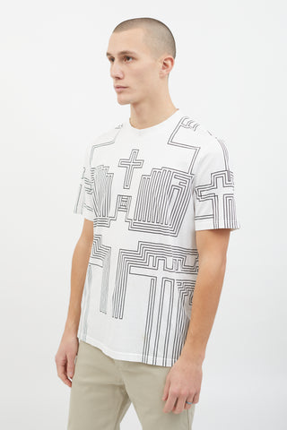 Givenchy White & Black Cotton Cross Graphic T-shirt
