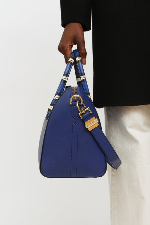 Givenchy Blue Printed Handle Small Antigona Handbag