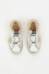 Golden Goose Kids White Shearling Velcro Sneakers