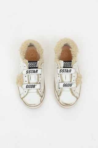 Golden Goose Kids White Shearling Velcro Sneakers