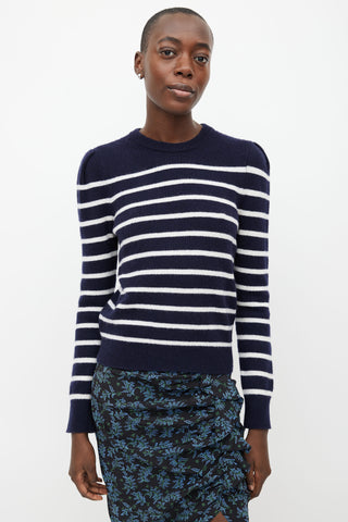 Goop Navy & White Stripe Merino Wool Sweater