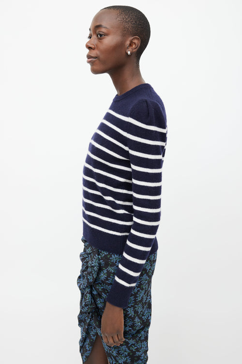 Goop Navy & White Stripe Merino Wool Sweater