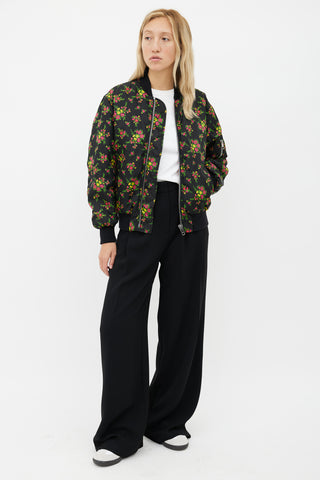 Gucci 2019 Black Floral Bomber Jacket