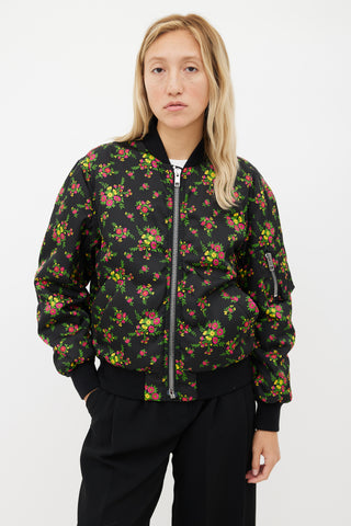 Gucci 2018 Black Floral Bomber Jacket