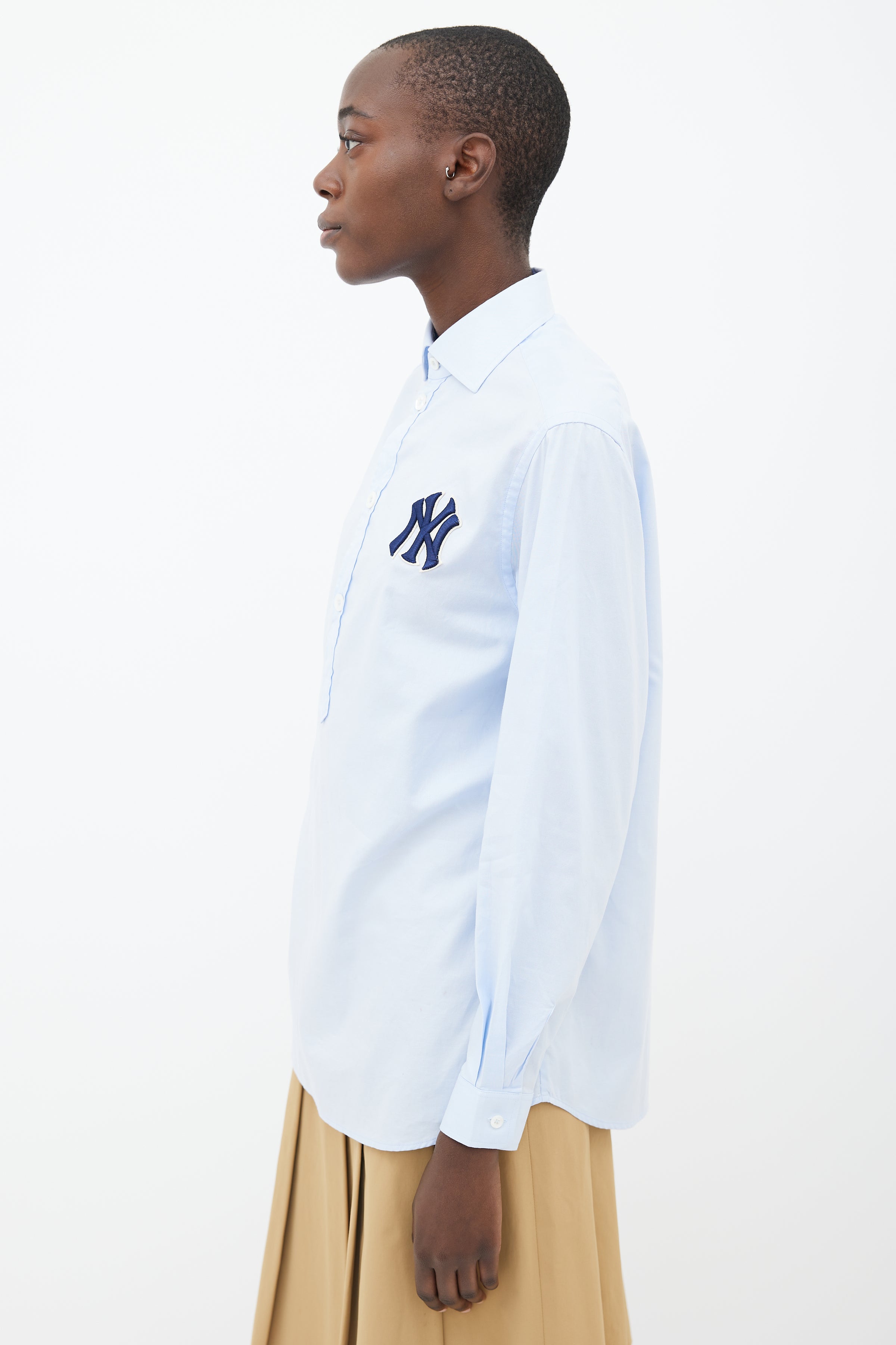 Gucci 2018 NY Yankees Bowling Shirt - Blue Casual Shirts, Clothing