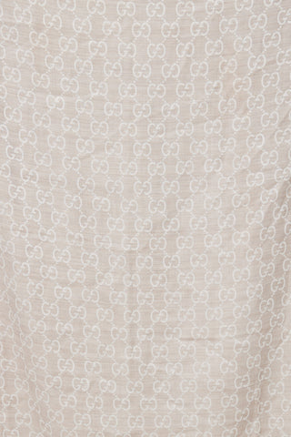 Gucci Beige Wool & Silk GG Monogram Half Web Scarf