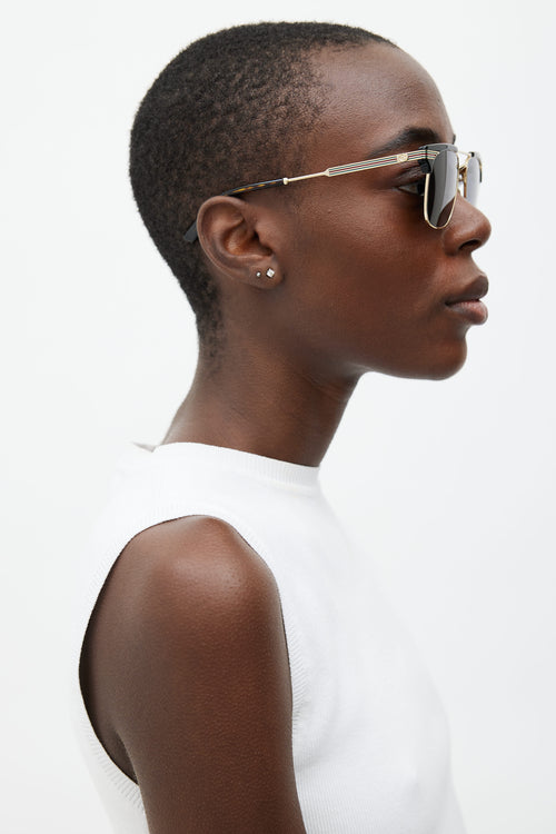 Gucci Black & Gold GG0287S Rectangular Sunglasses