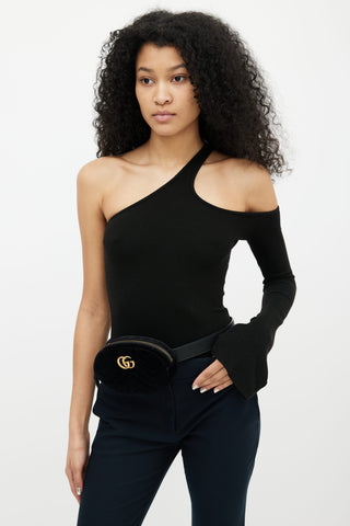 Gucci Black Velvet GG Marmont Belt Bag