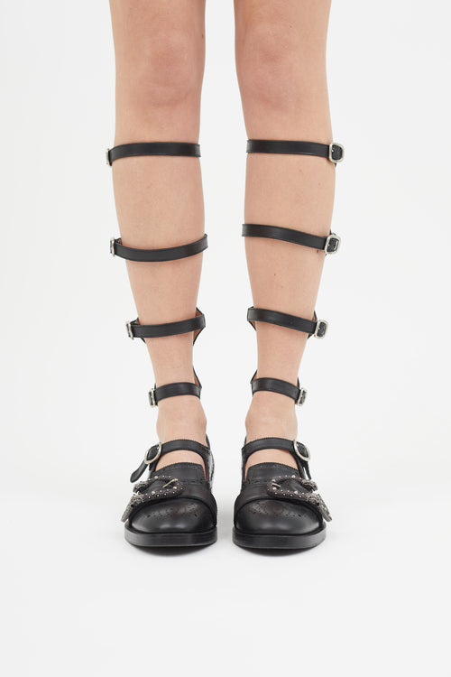 Gucci Black Queercore Knee High Gladiator Flat