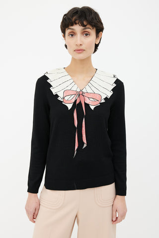 Gucci Black Multi Sequin Bow Collar Sweater
