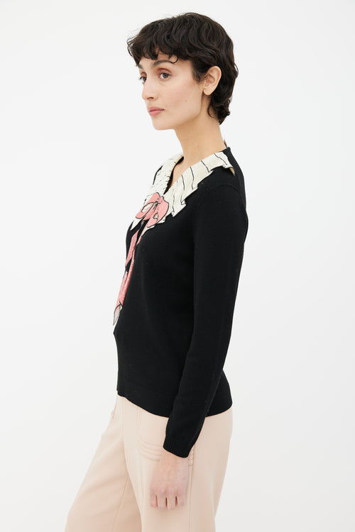 Gucci Black Multi Sequin Bow Collar Sweater