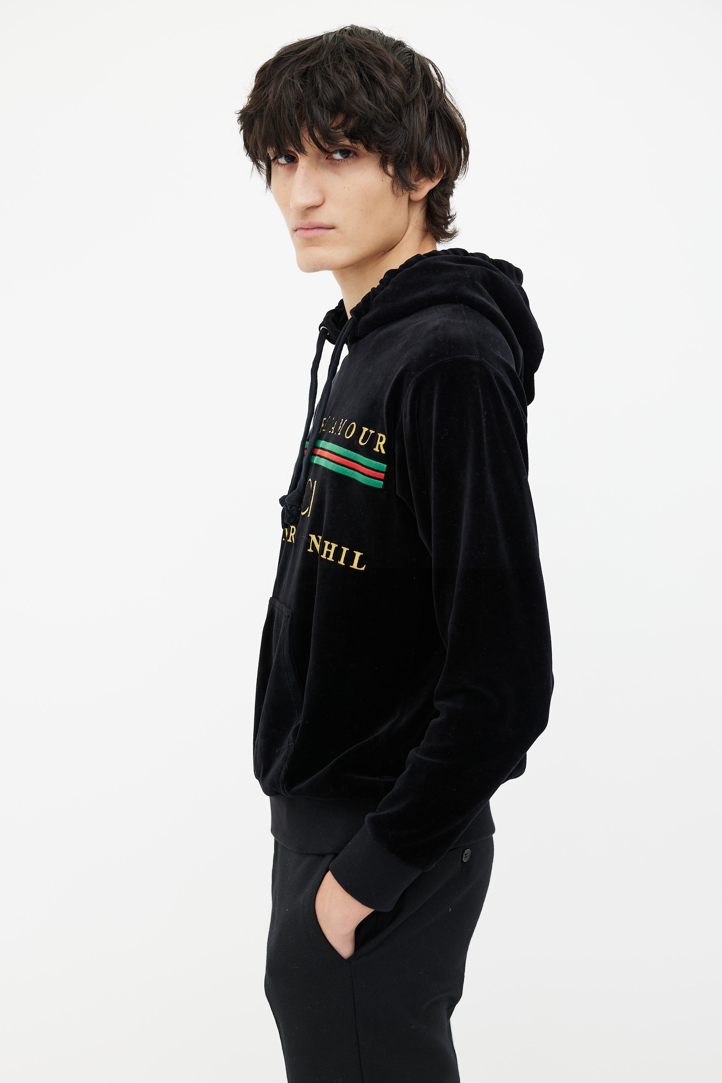 Gucci Oversized Embroidered Cotton-blend Velour Hoodie In 9300