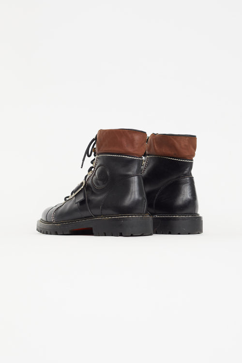 Gucci Black Leather Lace Up Boot
