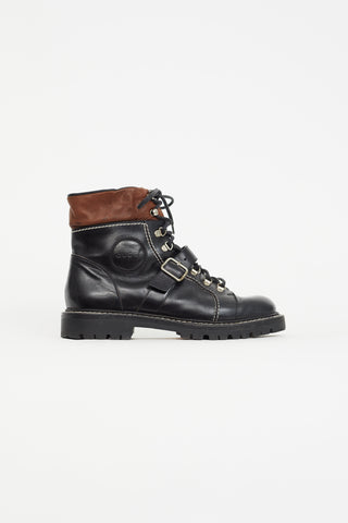 Gucci Black Leather Lace Up Boot