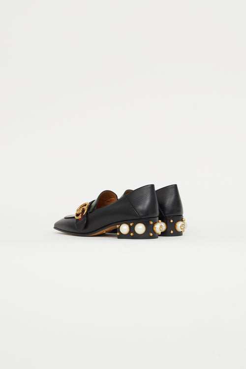 Gucci Black Leather Peyton Pearl Loafer