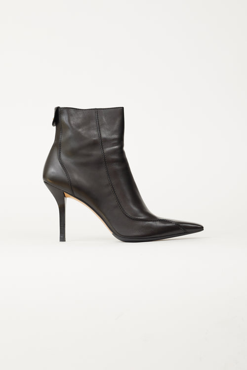 Gucci Black Leather Square Toe Ankle Boot
