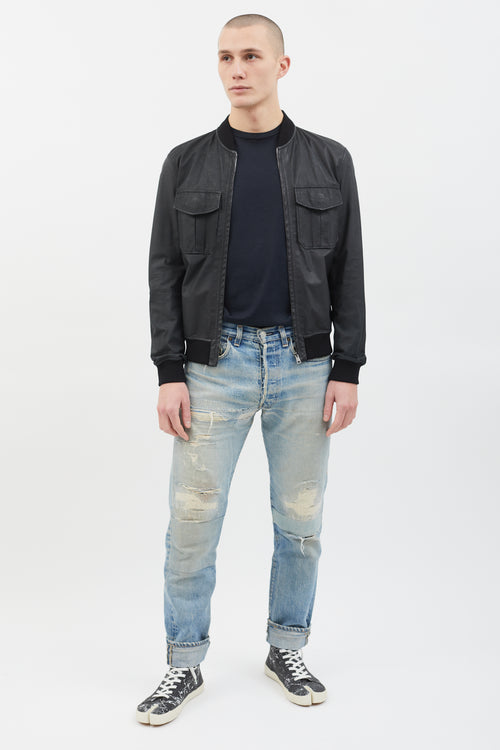 Gucci Black Leather Varsity Jacket
