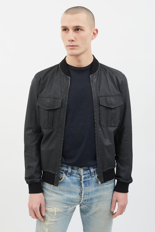 Gucci Black Leather Varsity Jacket