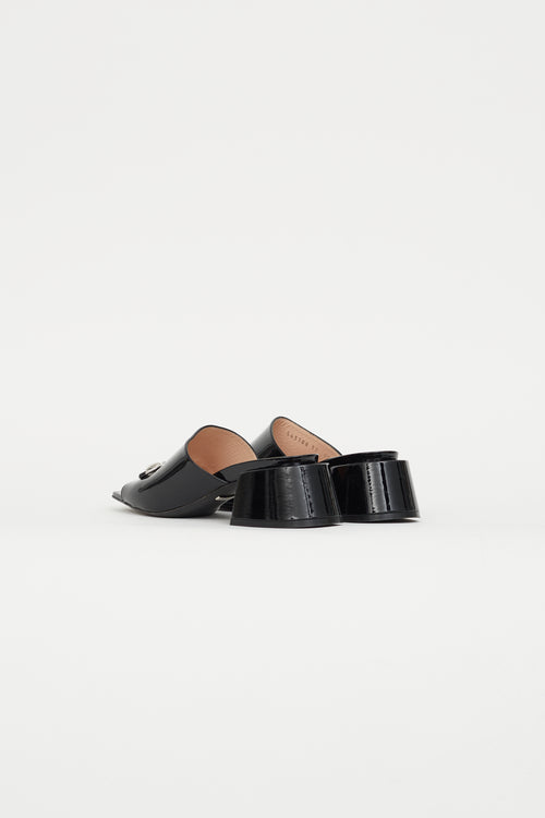 Gucci Black Patent Leather Chunky Heeled Mule