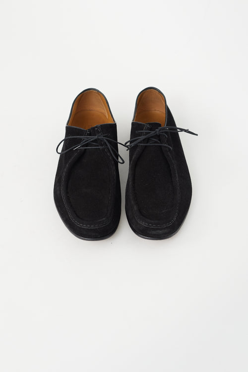 Gucci Black Suede Lace-Up Loafer