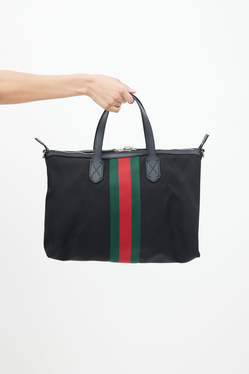 Gucci Black Web Techno Canvas Tote Bag