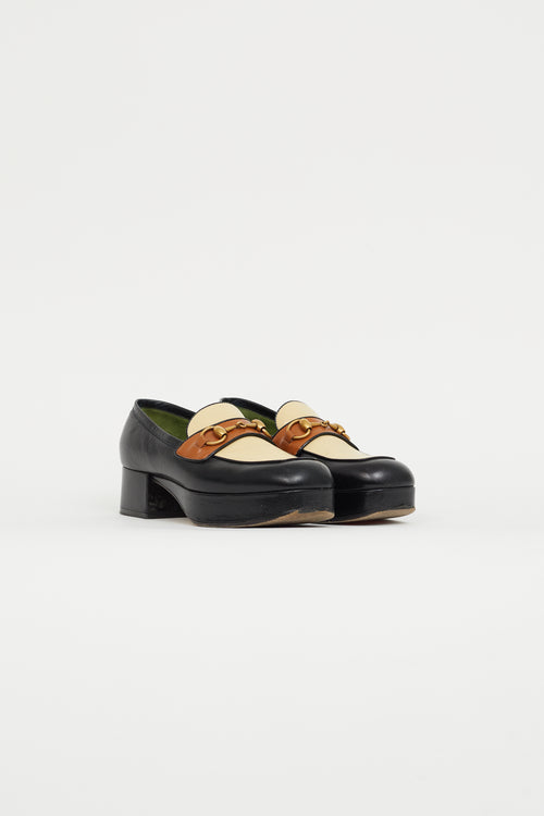 Gucci Black & Cream Platform Loafer