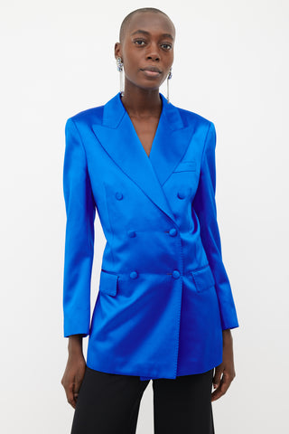 Gucci Electric Blue Silk Duchesse Blazer