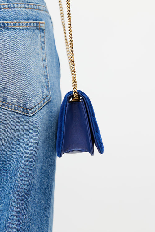 Gucci Blue Marmont Mini Velvet Shoulder Bag