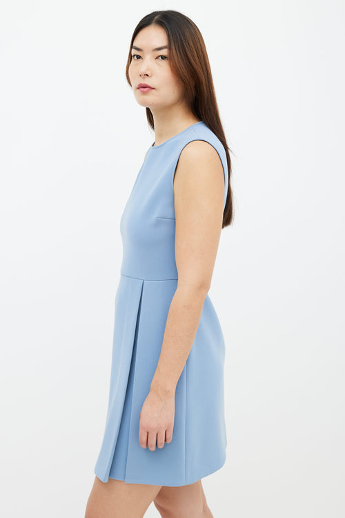 Gucci Blue Pleated Sleeveless A-Line Mini Dress