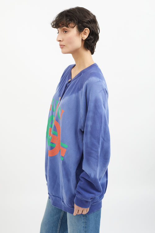 Gucci Blue & Multicolor Cotton Tie Dye Cardigan