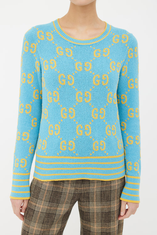 Gucci Blue & Yellow Monogram Sweater