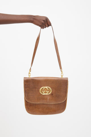 Gucci Brown Leather & Gold-Tone GG Logo Bag