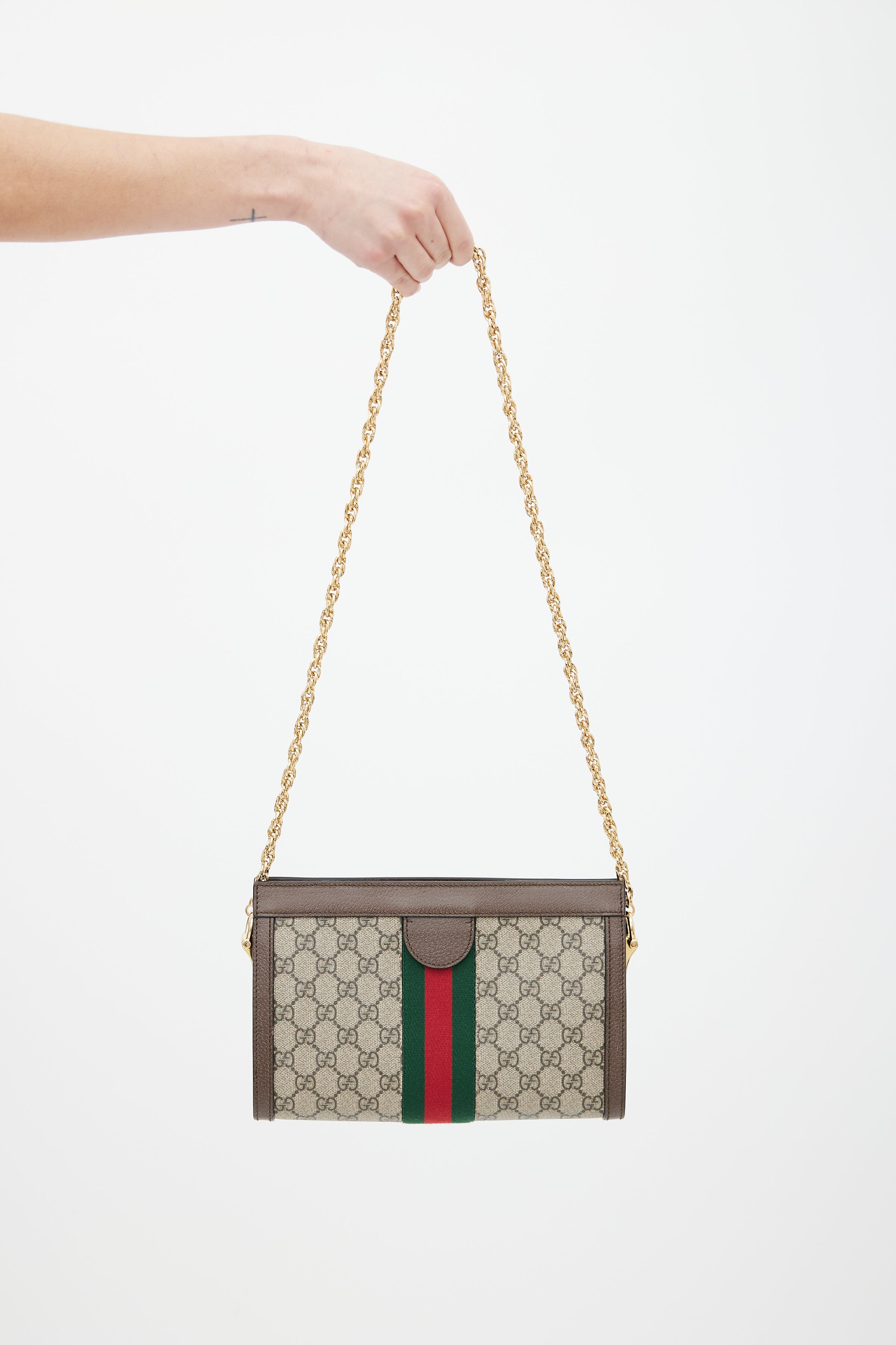 Gucci Ophidia Convertible Clutch GG Web Small Brown In, 54% OFF