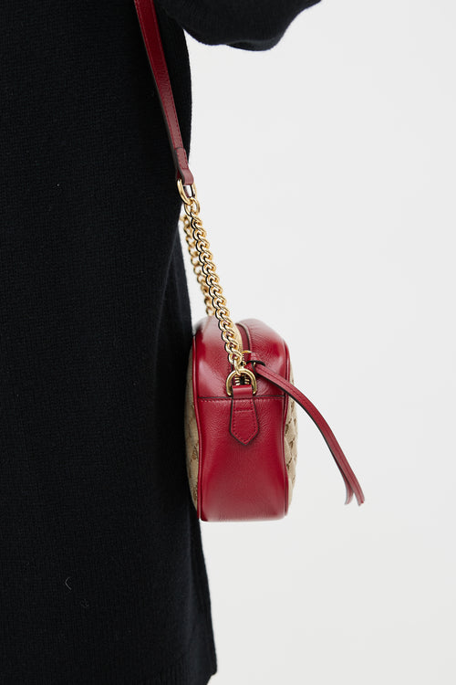 Gucci Brown & Red Monogram Quilted Shoulder Bag