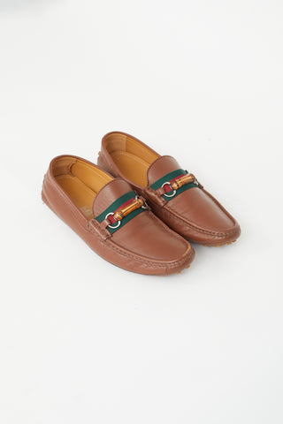 Gucci Brown Leather Embellished Loafer