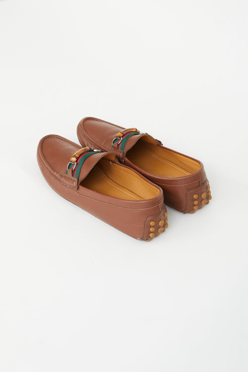 Gucci Brown Leather Embellished Loafer