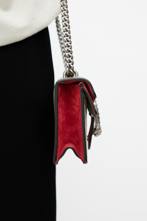 Gucci Brown & Red Monogram Dionysus Shoulder Bag