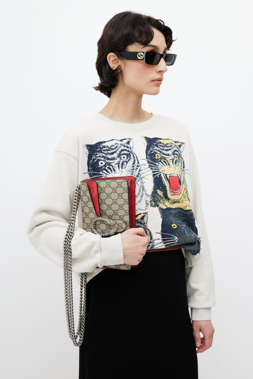 Gucci Brown & Red Monogram Dionysus Shoulder Bag