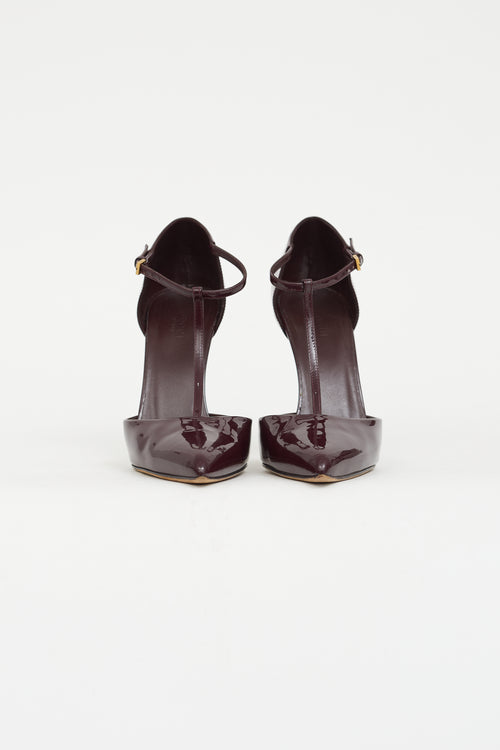 Gucci Burgundy Patent Beverly T-Strap Heel