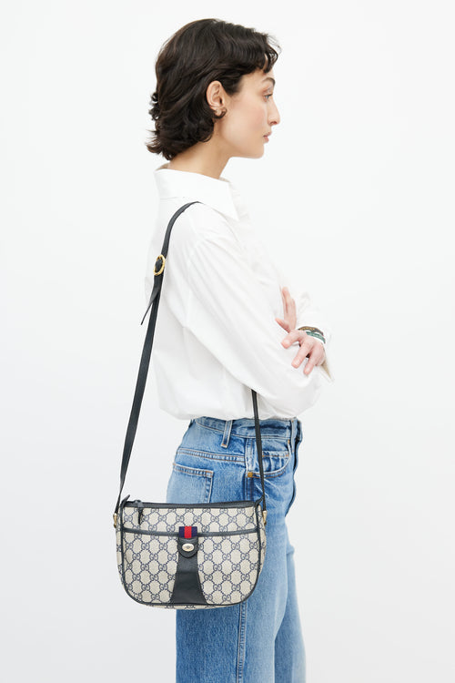 Gucci Navy & Beige GG Monogram Shoulder Bag