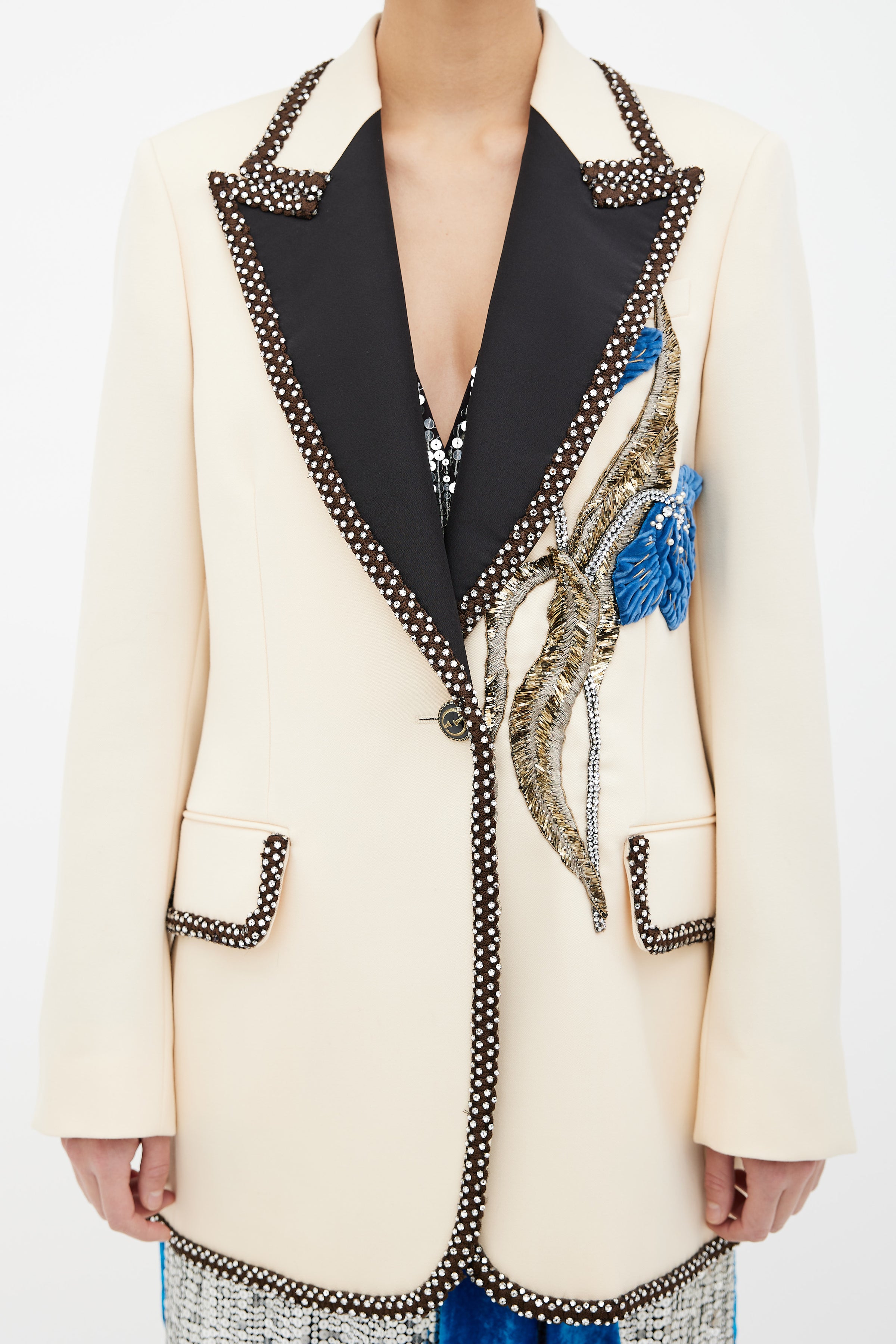 Gucci // Cream and Multicolor Embroidered & Embellished Blazer – VSP  Consignment