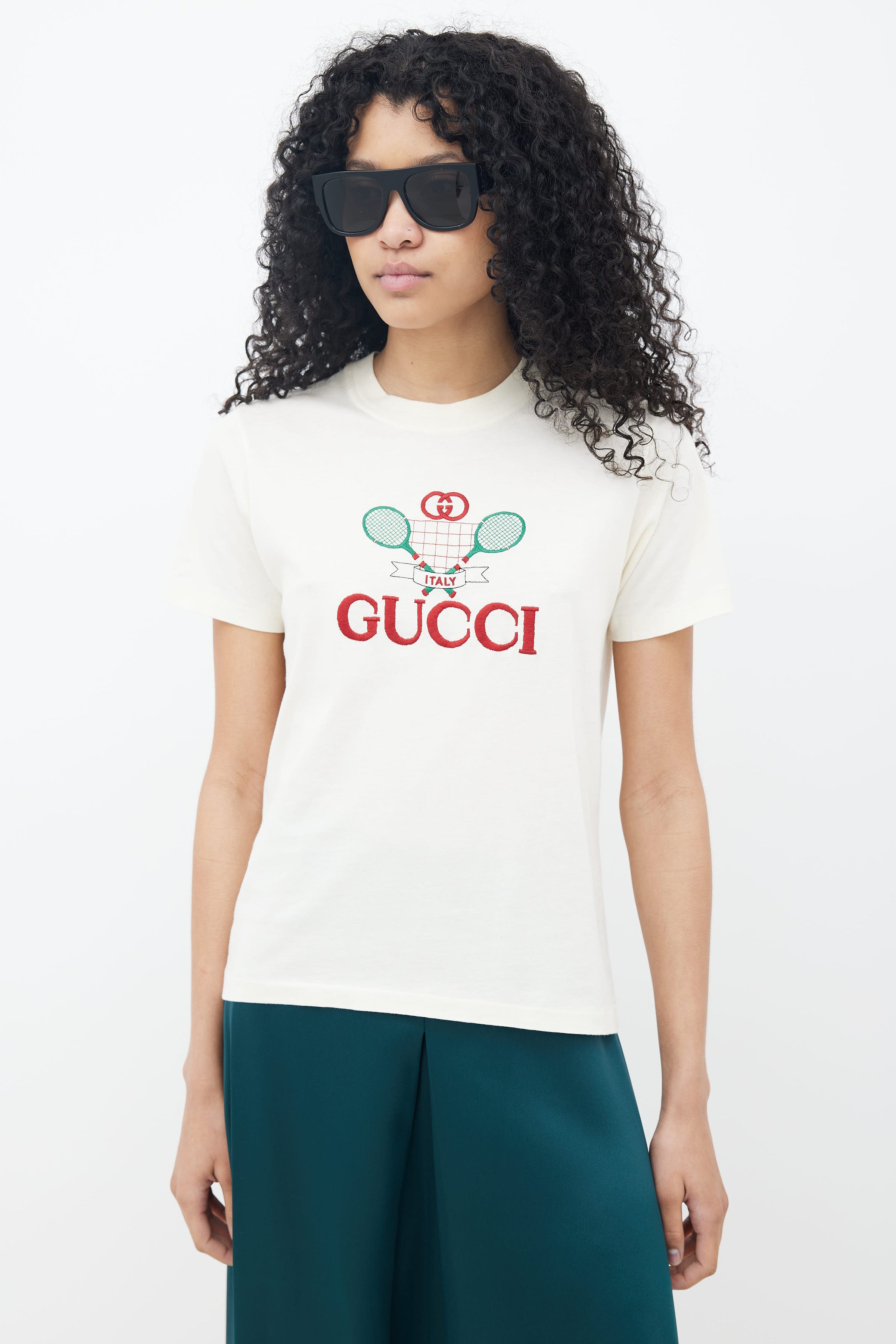 Gucci // Cream Tennis Embroidery T-Shirt – VSP Consignment