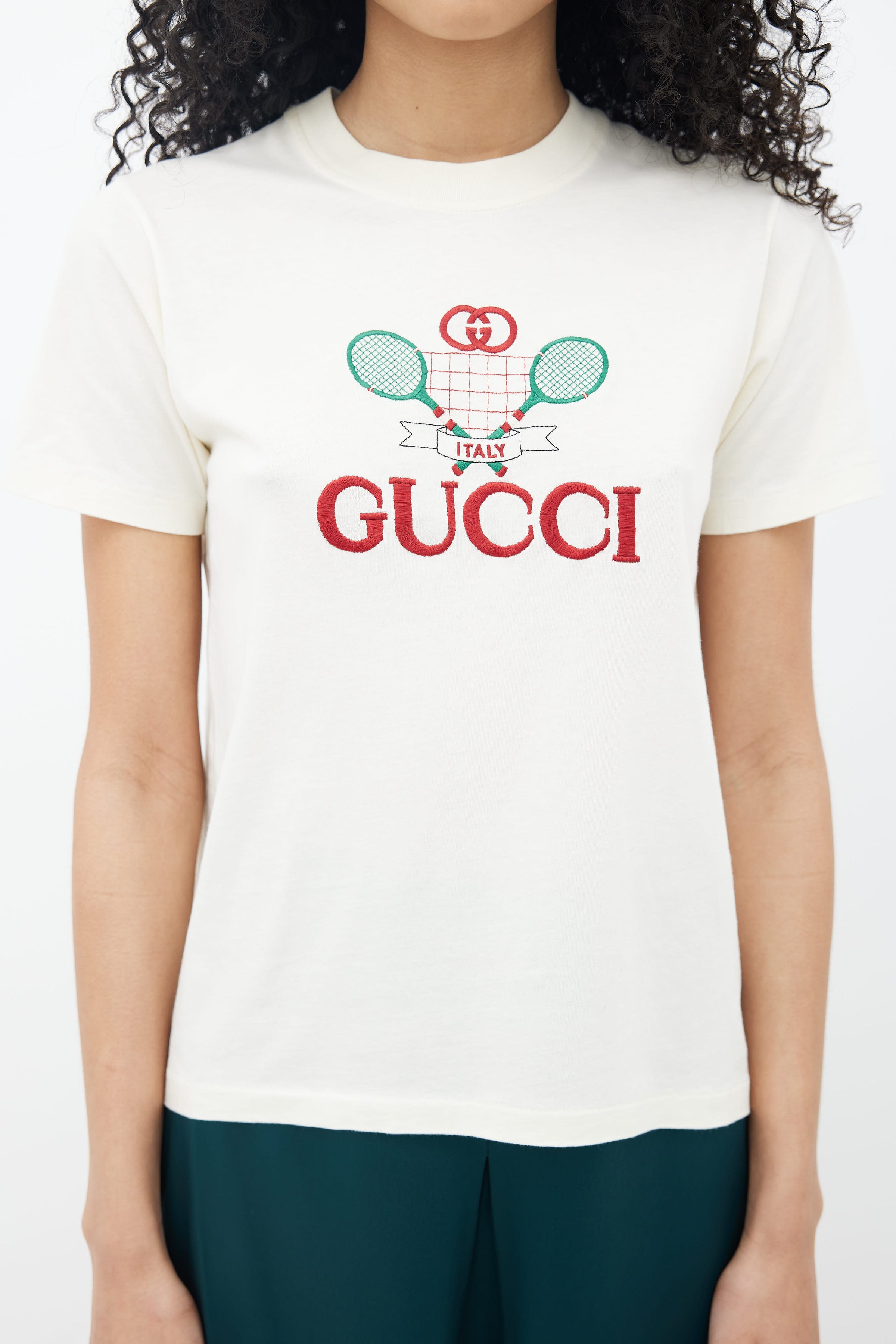 Gucci // Cream Tennis Embroidery T-Shirt – VSP Consignment
