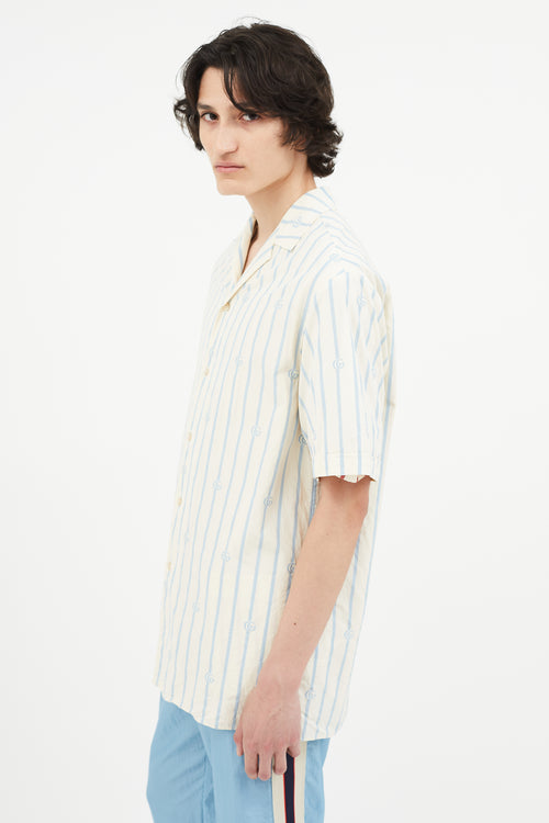Gucci Cream & Blue Stripe Shirt