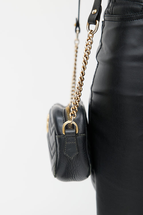 Gucci Black Leather Marmont Shoulder Bag