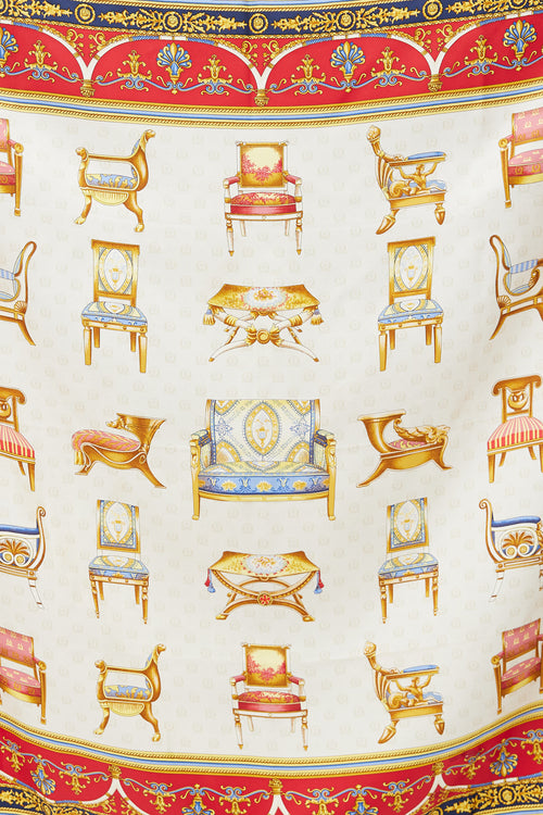 Gucci Gold Multi Chair Print Scarf